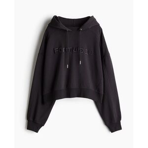 H&M Formula 1 Cropped Hoodie Sweatshirt in Gray Size Small